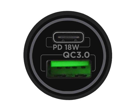 Зарядное устройство MakeFuture car 18W PD + QC3.0 Black (MCC-33PBK), изображение 2 Зарядное устройство MakeFuture car 18W PD + QC3.0 Black (MCC-33PBK), изображение 2