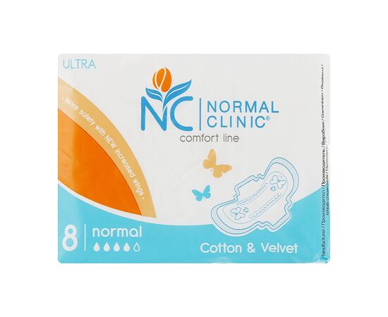 Гігієнічні прокладки Normal Clinic Ultra Cotton & Velvet Normal 8 шт. (3800213302888)