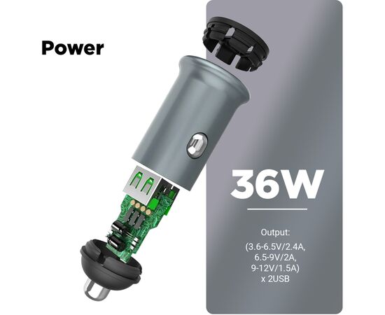 Зарядное устройство Armorstandart Car 2xUSB QC3.0 Grey (ARM65438), изображение 2 Зарядное устройство Armorstandart Car 2xUSB QC3.0 Grey (ARM65438), изображение 2