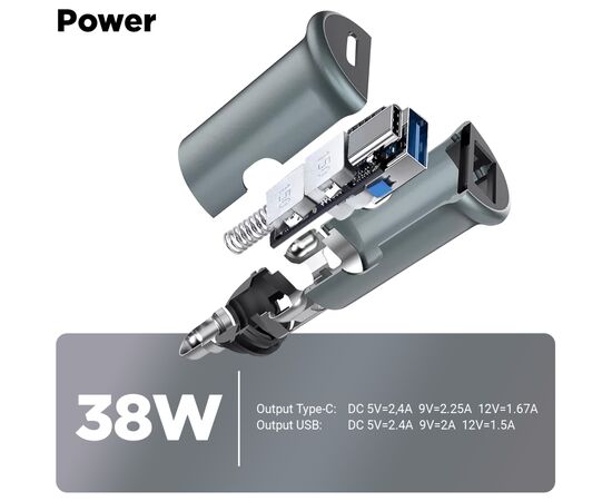 Зарядное устройство Armorstandart Car USB Type-C PD20W + USB QC 3.0 Grey (ARM65439), изображение 5 Зарядное устройство Armorstandart Car USB Type-C PD20W + USB QC 3.0 Grey (ARM65439), изображение 5