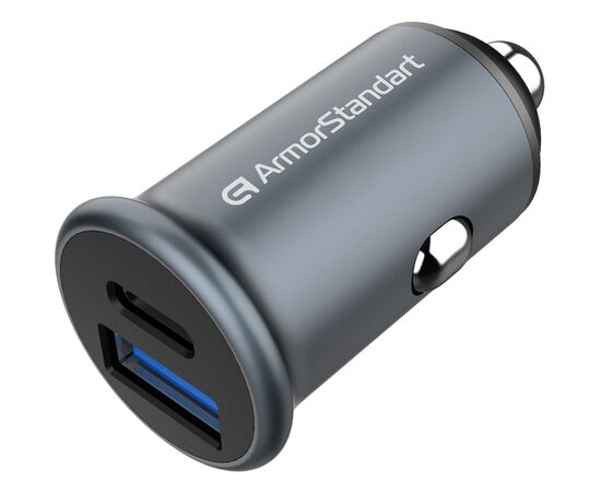 Зарядное устройство Armorstandart Car USB Type-C PD20W + USB QC 3.0 Grey (ARM65439)