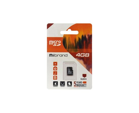 Карта пам'яті Mibrand 4GB microSDHC class 6 Без адаптера (MICDC6/4GB)