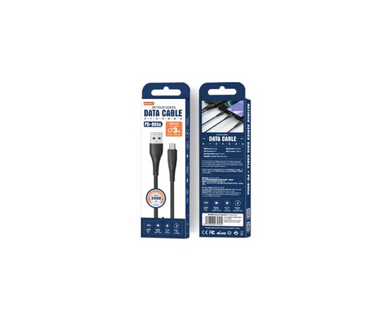 Дата кабель USB 2.0 AM to Type-C PD-B85a Black Proda (PD-B85a-BK), изображение 2 Дата кабель USB 2.0 AM to Type-C PD-B85a Black Proda (PD-B85a-BK), изображение 2