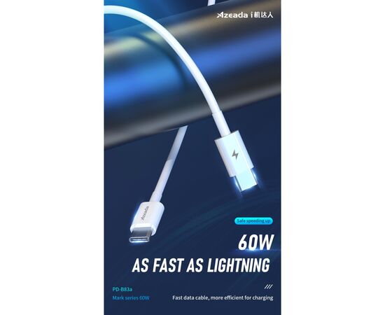 Дата кабель USB-C to USB-C 1.0m PD-B83a 60W Proda (PD-B83a-WHT), изображение 2 Дата кабель USB-C to USB-C 1.0m PD-B83a 60W Proda (PD-B83a-WHT), изображение 2