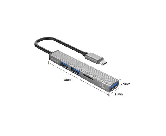 Концентратор Orico Type-C to USB3.0, 2xUSB2.0, TF (AH-12F-GY-BP) (CA913541), изображение 4 Концентратор Orico Type-C to USB3.0, 2xUSB2.0, TF (AH-12F-GY-BP) (CA913541), изображение 4