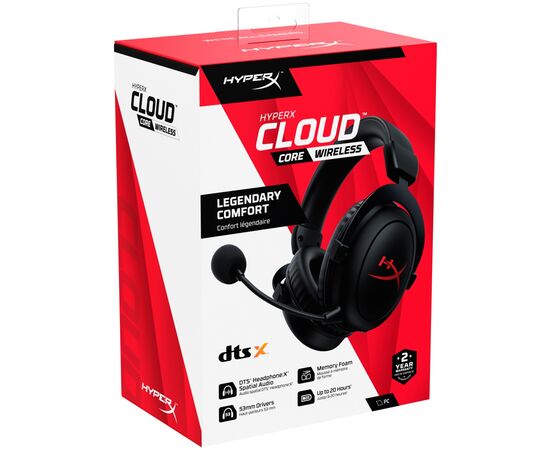 Наушники HyperX Cloud Core Wireless Black (4P5D5AA), изображение 7 Наушники HyperX Cloud Core Wireless Black (4P5D5AA), изображение 7