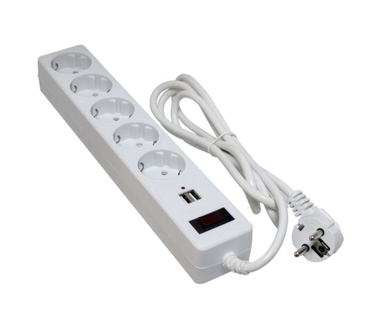 Сетевой фильтр питания Patron 1.8m + 2 USB 2.0, 2.1A, 5 роз. White (EXT-PN-SP-52-USB-W)