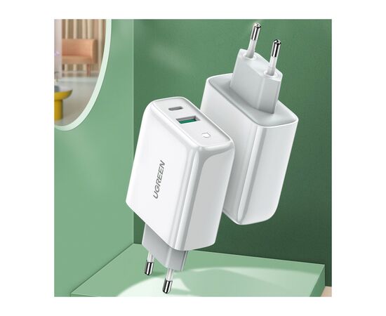 Зарядное устройство Ugreen CD170 36W USB + Type-C Charger (White) (60468), изображение 3 Зарядное устройство Ugreen CD170 36W USB + Type-C Charger (White) (60468), изображение 3