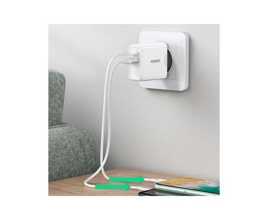 Зарядное устройство Ugreen CD170 36W USB + Type-C Charger (White) (60468), изображение 4 Зарядное устройство Ugreen CD170 36W USB + Type-C Charger (White) (60468), изображение 4