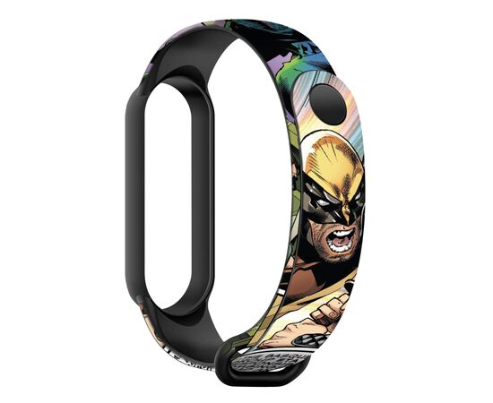 Ремешок для фитнес браслета Armorstandart Superhero для Xiaomi Mi Band 7/6/5 Wolverine comix Black (ARM59265)