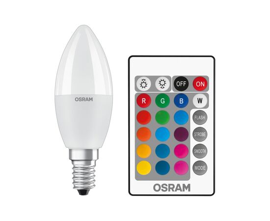 Лампочка Osram LED В40 4.5W 470Lm 2700К+RGB E14 пульт ДУ (4058075430853), зображення 2