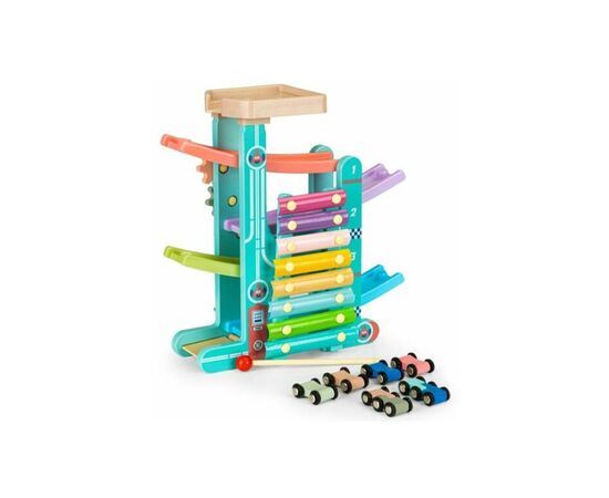 Игровой набор Ecotoys Деревянный скоростной спуск с машинками и ксилофоном (ME115), изображение 2 Игровой набор Ecotoys Деревянный скоростной спуск с машинками и ксилофоном (ME115), изображение 2