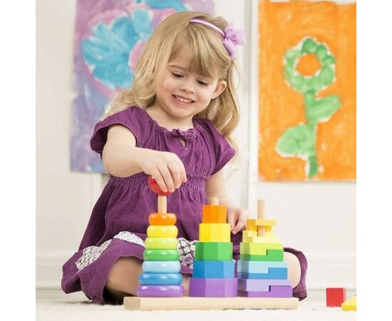 Развивающая игрушка Melissa&Doug Геометрическая пирамидка (MD10567), изображение 4 Развивающая игрушка Melissa&Doug Геометрическая пирамидка (MD10567), изображение 4