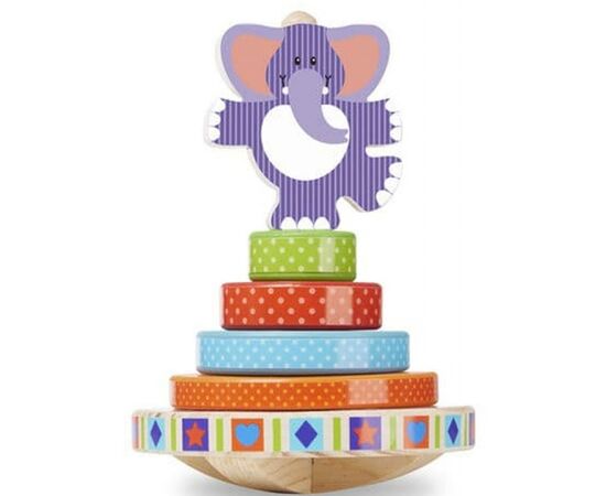 Развивающая игрушка Melissa&Doug Деревянная пирамидка-баланс Слоненок (MD30127), изображение 2