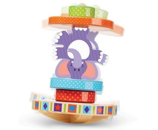 Развивающая игрушка Melissa&Doug Деревянная пирамидка-баланс Слоненок (MD30127), изображение 3