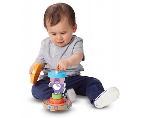 Развивающая игрушка Melissa&Doug Деревянная пирамидка-баланс Слоненок (MD30127), изображение 4