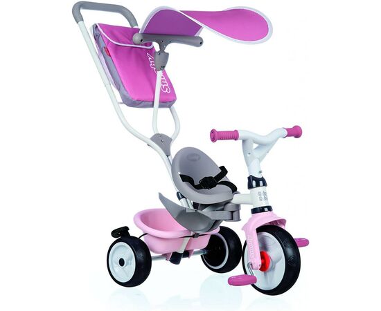Дитячий велосипед Smoby з козирком, багажником та сумкою Рожевий (741401)
