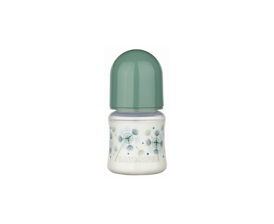 Пляшечка для годування Baby-Nova Декор, з широким горлечком, 150 мл, зелений (3960173)