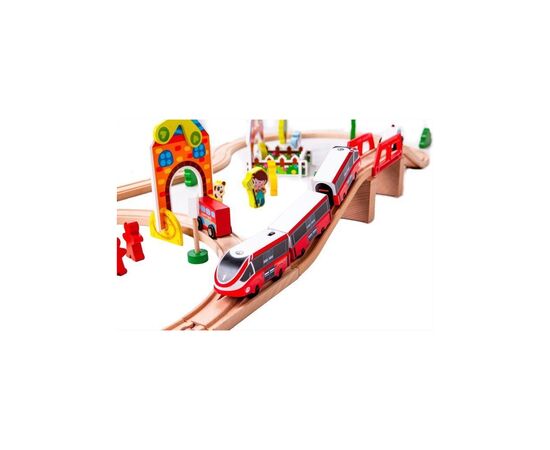 Железная дорога Ecotoys деревянная с поездом на батарейках (HM180995), изображение 4