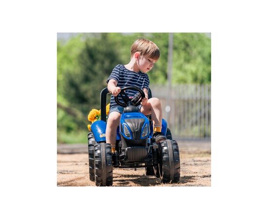Веломобиль Falk New Holland трактор на педалях с прицепом Синий (3090B), изображение 2 Веломобиль Falk New Holland трактор на педалях с прицепом Синий (3090B), изображение 2