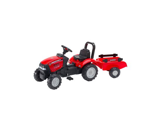 Веломобіль Falk Case IH трактор на педалях з причепом червоний (961B)