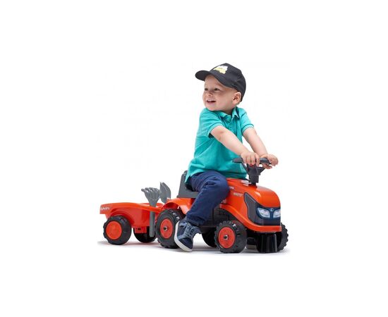 Чудомобиль Falk Kubota трактор с прицепом Оранжевый (260C), изображение 3