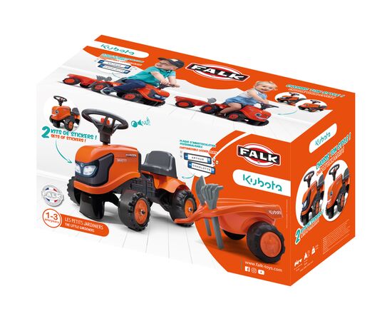 Чудомобиль Falk Kubota трактор с прицепом Оранжевый (260C), изображение 4