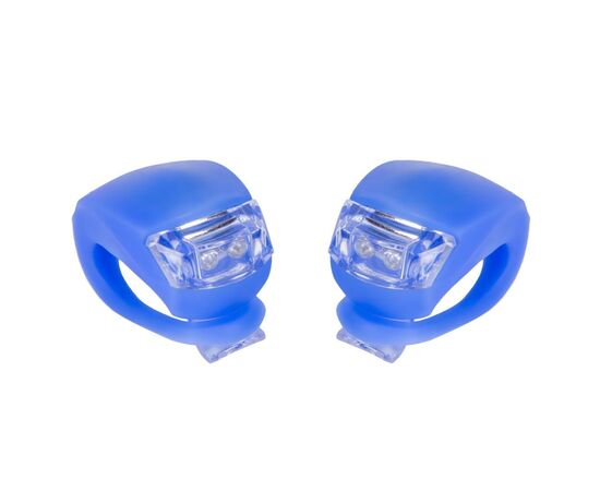 Комплект велофар Velotrade мигалка 2шт BC-RL8001 белый+красный свет LED, синий корпус (L-010)