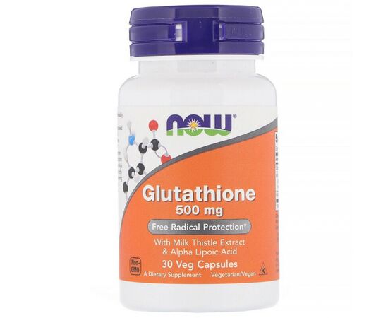 Травы Now Foods Глутатион, 500 мг, Glutathione, 30 вегетарианских капсул (NOW-00175)