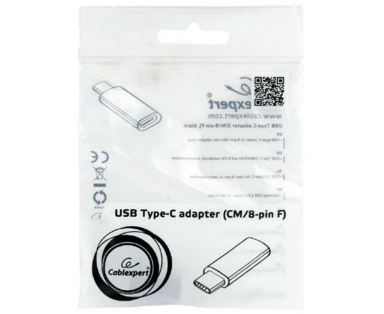 Переходник Type-C to Lightning Cablexpert (A-USB-CM8PF-01), изображение 3 Переходник Type-C to Lightning Cablexpert (A-USB-CM8PF-01), изображение 3