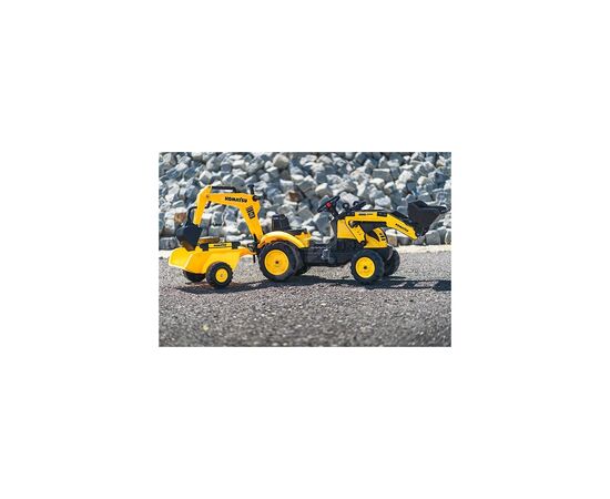 Веломобиль Falk Komatsu трактор на педалях с прицепом, передним и задним ковшом Желтый (2076N), изображение 4 Веломобиль Falk Komatsu трактор на педалях с прицепом, передним и задним ковшом Желтый (2076N), изображение 4