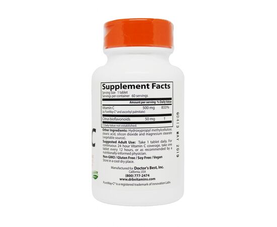 Витамин Doctor's Best Витамин С 12-Часовой, Pure Way, 60 таблеток (DRB-00191), изображение 2 Витамин Doctor's Best Витамин С 12-Часовой, Pure Way, 60 таблеток (DRB-00191), изображение 2