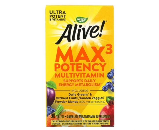 Мультивітамін Nature's Way Мультивітаміни з залізом, Alive! Max3 Daily, 90 таблеток (NWY-14927)