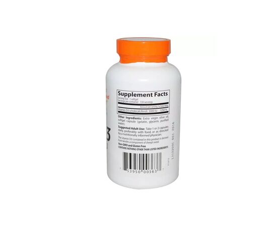 Витамин Doctor's Best Витамин D3 5000IU, 720 желатиновых капсул (DRB-00363), изображение 2 Витамин Doctor's Best Витамин D3 5000IU, 720 желатиновых капсул (DRB-00363), изображение 2