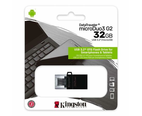 USB флеш накопитель Kingston 32GB microDuo USB 3.2/microUSB (DTDUO3G2/32GB), изображение 3 USB флеш накопитель Kingston 32GB microDuo USB 3.2/microUSB (DTDUO3G2/32GB), изображение 3
