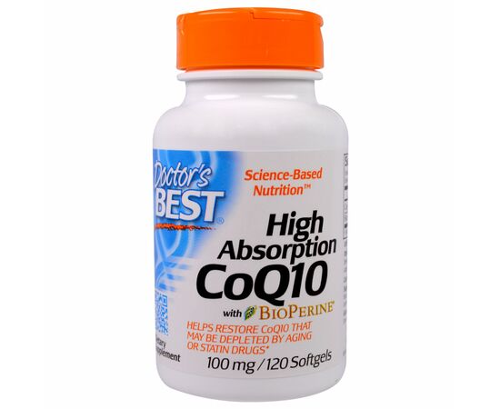 Антиоксидант Doctor's Best Коэнзим Q10 Высокой Абсорбации 100мг, BioPerine, 120 желати (DRB-00183)