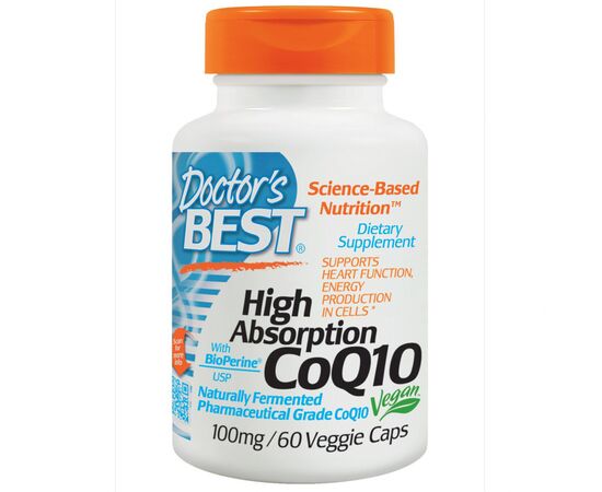 Антиоксидант Doctor's Best Коэнзим Q10 Высокой Абсорбации 100мг, BioPerine, 60 желатин (DRB-00088)