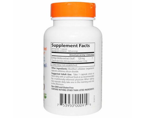Трави Doctor's Best Супер Сильний Екстракт Гінкго 120мг, Profile Proven, 120 гел (DRB-00091), зображення 2 Трави Doctor's Best Супер Сильний Екстракт Гінкго 120мг, Profile Proven, 120 гел (DRB-00091), зображення 2