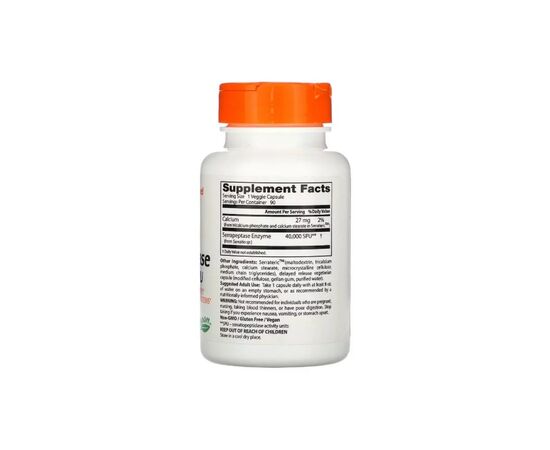 Витаминно-минеральный комплекс Doctor's Best Серрапептаза , Serrapeptase, 40,000 SPU, 90 капсул (DRB-00149), изображение 2 Витаминно-минеральный комплекс Doctor's Best Серрапептаза , Serrapeptase, 40,000 SPU, 90 капсул (DRB-00149), изображение 2