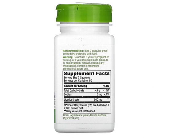 Травы Nature's Way Корень Солодки (Лакрицы) 450 мг, Licorice Root, 100 вегетар (NWY-14600), изображение 2 Травы Nature's Way Корень Солодки (Лакрицы) 450 мг, Licorice Root, 100 вегетар (NWY-14600), изображение 2