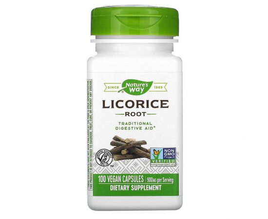 Трави Nature's Way Корінь солодки (лакриці) 450 мг, Licorice Root, 100 Вегетарі (NWY-14600)