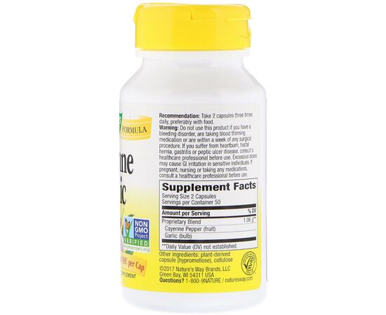 Травы Nature's Way Кайенский Перец и Чеснок, Cayenne Garlic, 100 капсул (NWY-00320), изображение 2 Травы Nature's Way Кайенский Перец и Чеснок, Cayenne Garlic, 100 капсул (NWY-00320), изображение 2