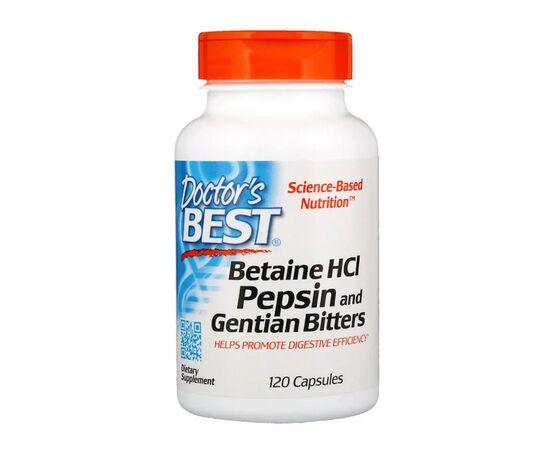 Витаминно-минеральный комплекс Doctor's Best Бетаин HCL и Пепсин, Betaine HCL & Pepsin, 120 капсул (DRB-00163)