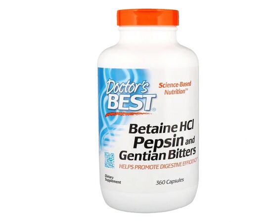 Витаминно-минеральный комплекс Doctor's Best Бетаин HCL и Пепсин, Betaine HCL & Pepsin, 360 капсул (DRB-00315)