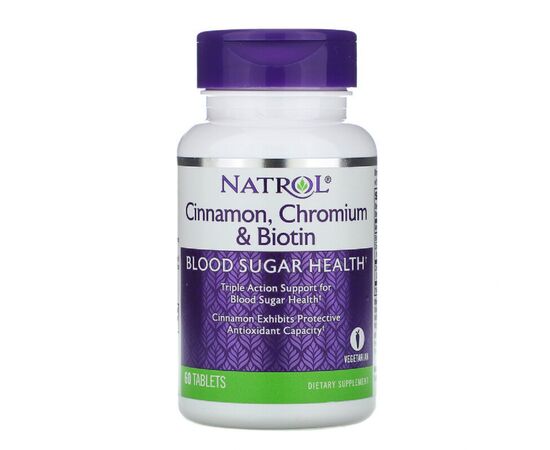 Витаминно-минеральный комплекс Natrol Корица, Хром и Биотин, 60 таблеток (NTL-04898)