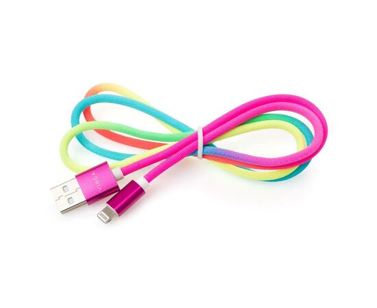 Дата кабель USB 2.0 AM to Lightning 1.0m rainbow nylon Vinga (VCPDCLCOLNB1RS)