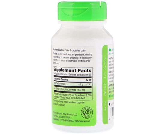 Травы Nature's Way Красный Клевер, Red Clover, 400 мг, 100 Вегетарианских Капс (NWY-16000), изображение 2 Травы Nature's Way Красный Клевер, Red Clover, 400 мг, 100 Вегетарианских Капс (NWY-16000), изображение 2