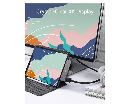 Концентратор Anker PowerExpand Direct 6-in-1 USB-C PD Media Hub (Gray) (A83620A1), изображение 4 Концентратор Anker PowerExpand Direct 6-in-1 USB-C PD Media Hub (Gray) (A83620A1), изображение 4