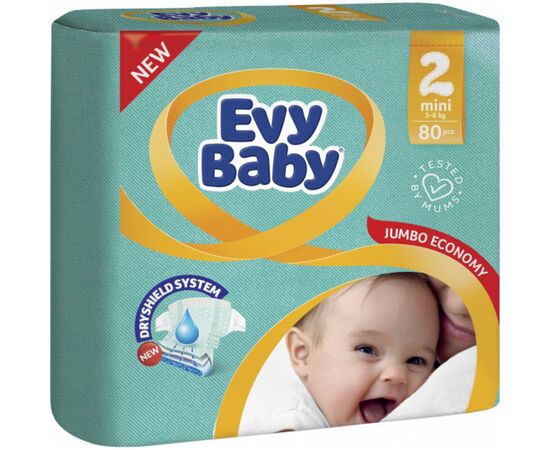 Подгузник Evy Baby Mini Размер 2 (3-6 кг) 80 шт. (8690506458812)