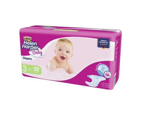 Подгузник Helen Harper Baby NEW Midi (4-9 kg), 52 шт. (5411416030676)